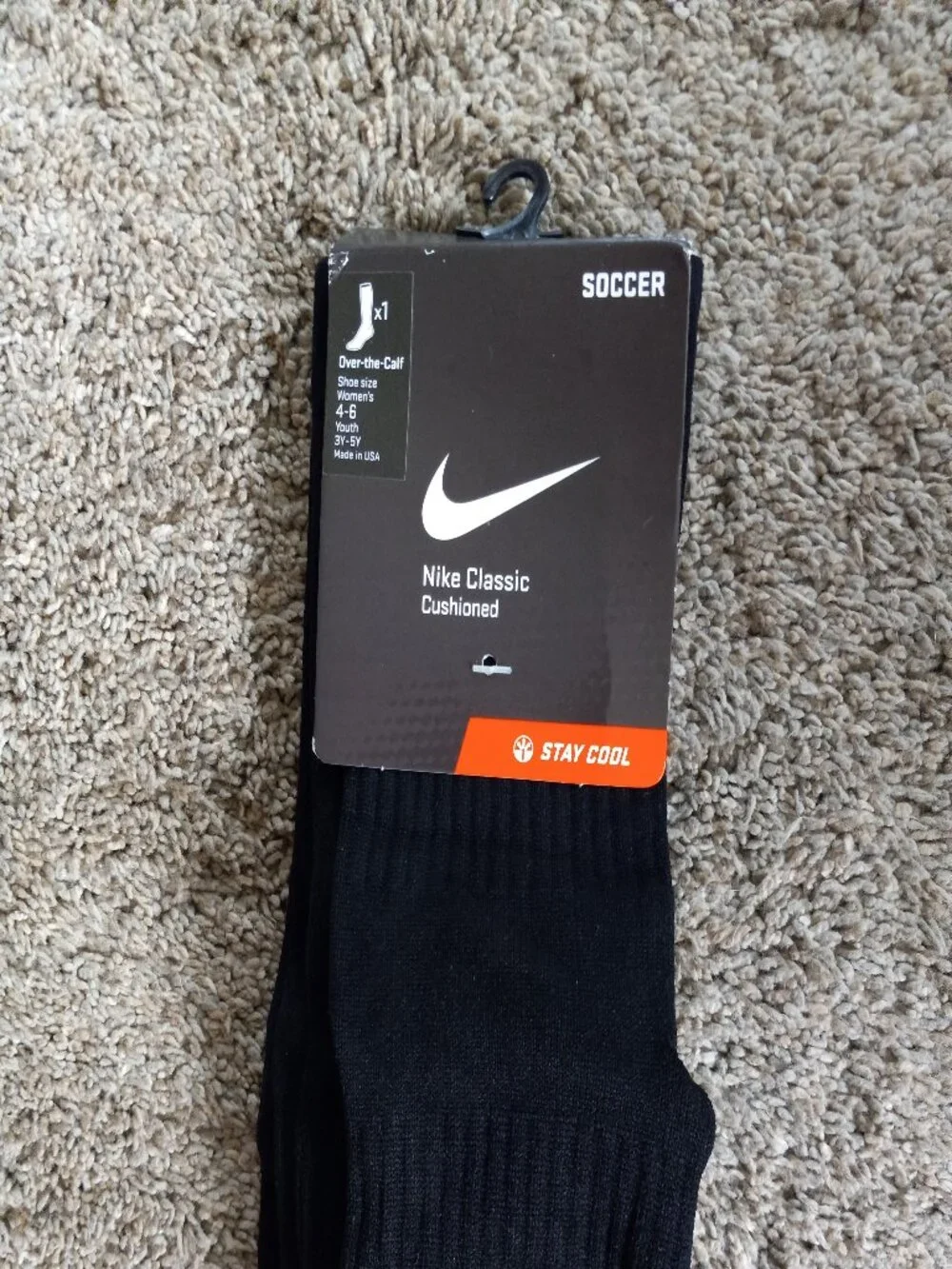Nike Academy Over-The-Calf Soccer Socks, Black/White, Small New